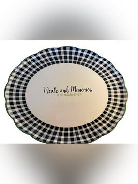 Cracker Barrel Meals Memories Serving Platter Buffalo Check Stoneware 15.5”